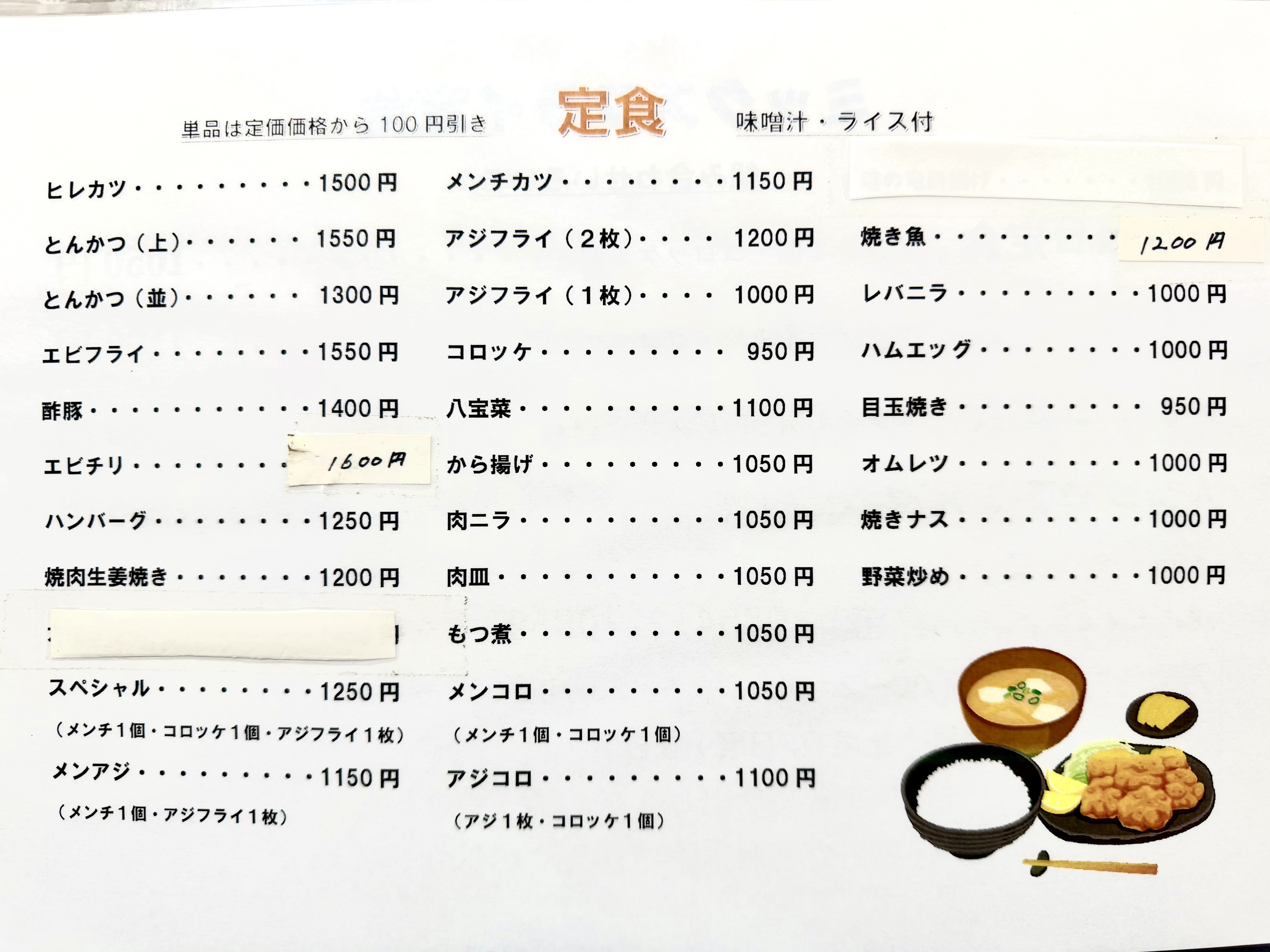定食メニュー