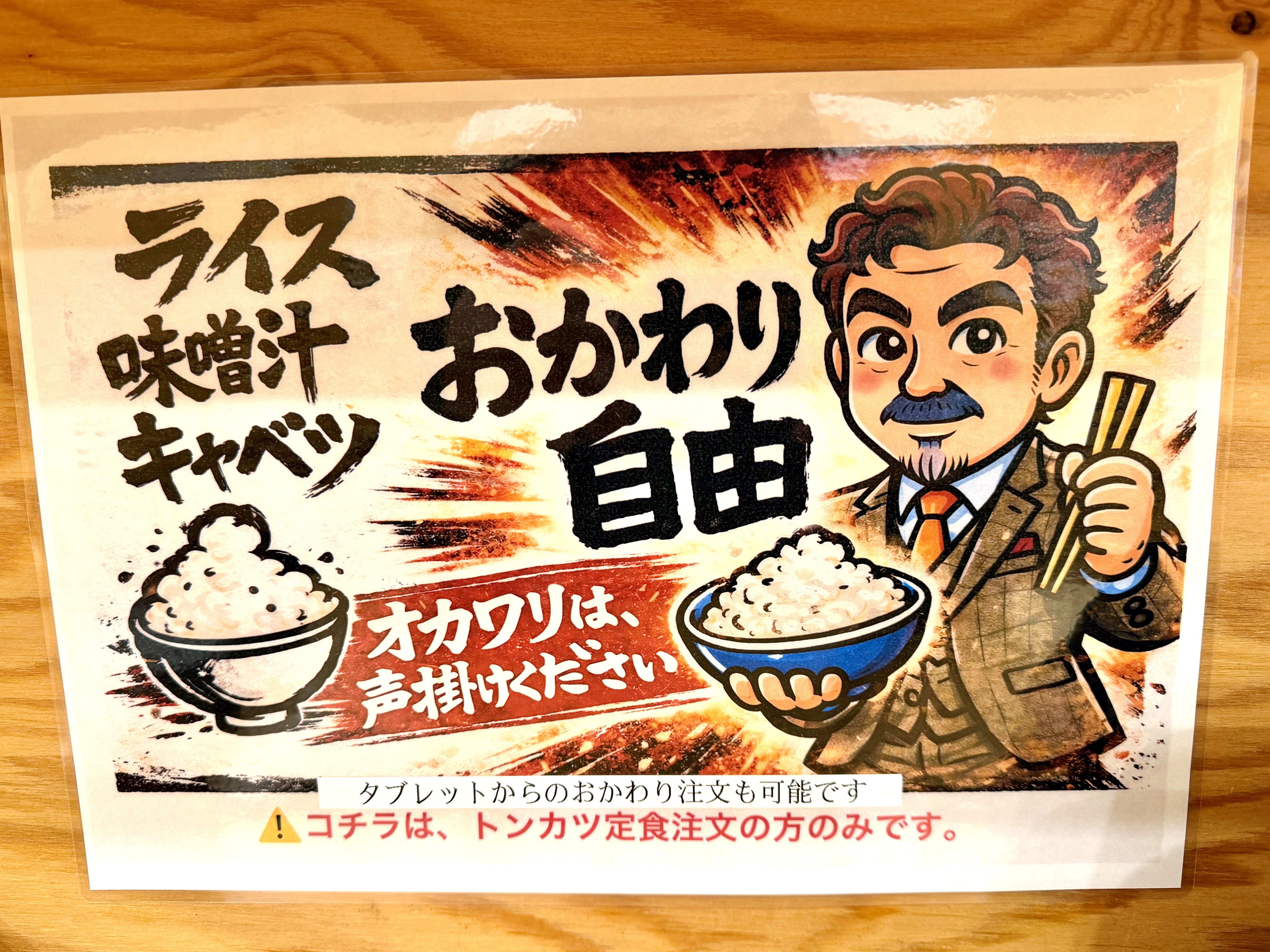 ライス・味噌汁・キャベツおかわり自由