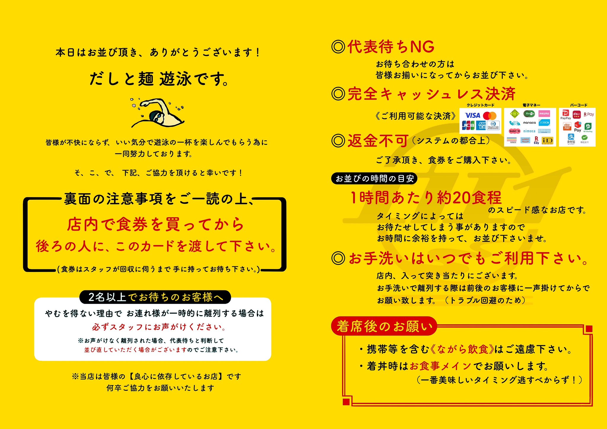 遊泳の案内カード