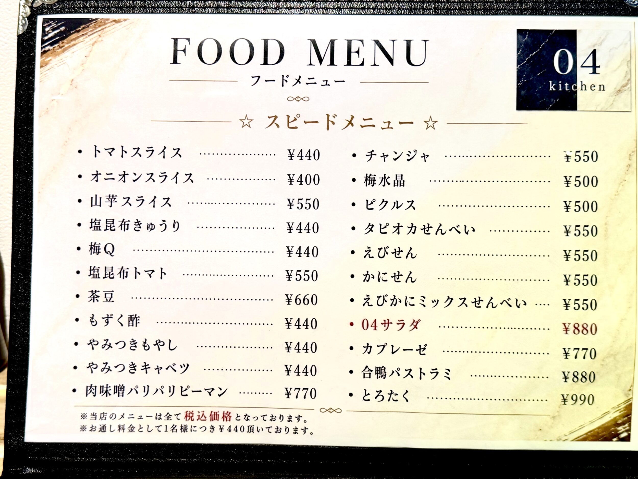 スピードメニュー